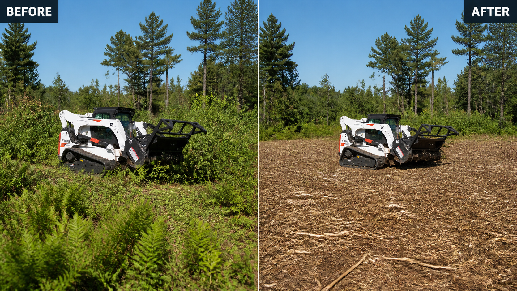 Before and after: pine forest lot cleared in Maine